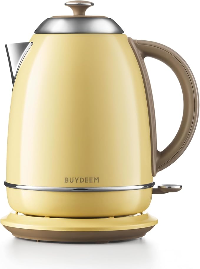 BUYDEEM K640 Electric Tea Kettle, Water Boiler, Retro Silver, 1.7 L