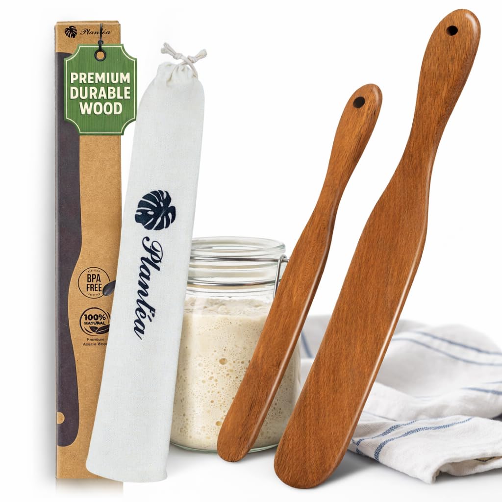 Wooden Spatula for Cooking – Premium Acacia Wooden Cooking Utensils Set of 4 for Nonstick Cookware – Heat Resistant, Scratch-Free & Durable Kitchen Tools with Comfortable Grip