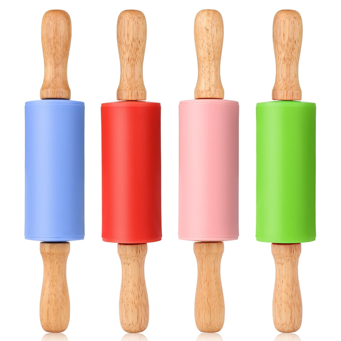 Honglida Mini Silicone Rolling Pin for Kids, Non-stick Surface Wood Handle, 9 Inch 2 Pack