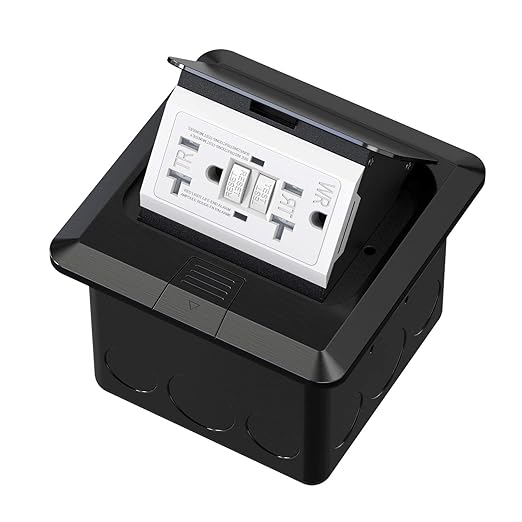 KYHSHJ USB Pop Up Floor Socket Kit with 2 * 20A Receptacle，4.8A 1 USB-A Ports &1 USB-C Port，Corrosive Resistant Hardware,Silver