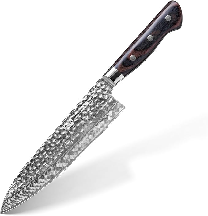 FINDKING 7 Inch Damascus Santoku Knife,Versatile Japanese-Inspired Chef Knife, Multifunctional Asian Culinary for Vegetable Preparation (Raven Series)