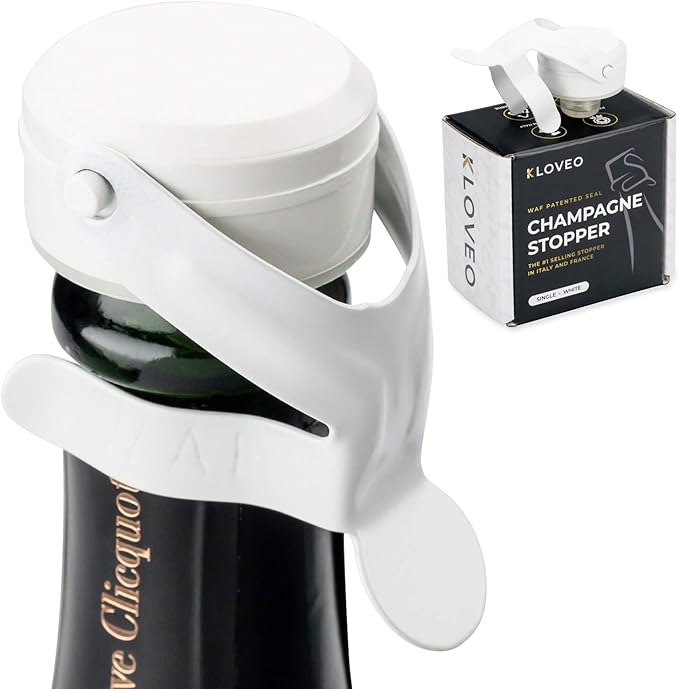 KLOVEO Champagne Stoppers - WAF Patented Seal - Made in Italy - Black