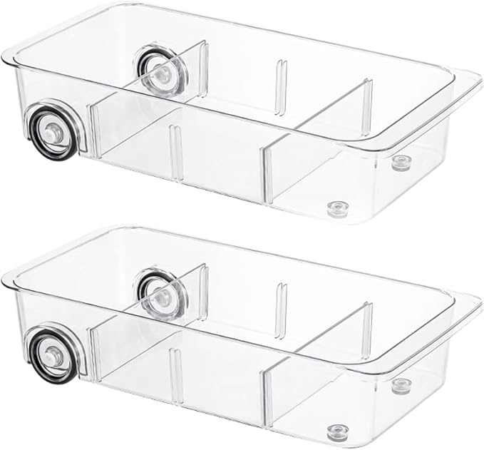 Roll-Out Refrigerator Organizers and Storage, 2 Pack Drawer Fridge Bins