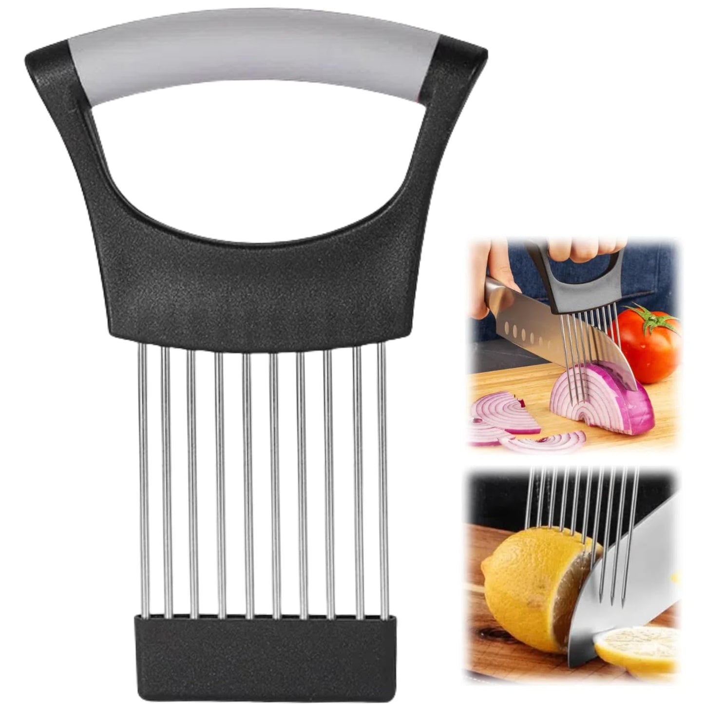 Ultra Onion Slice Holder - Stainless Steel Holder for Slicing Meat, Onion, Potato, Tomato - 3 Pack