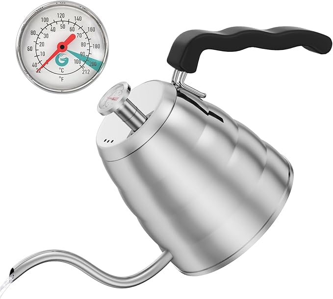 Coffee Gator Gooseneck Kettle with Thermometer - 34oz