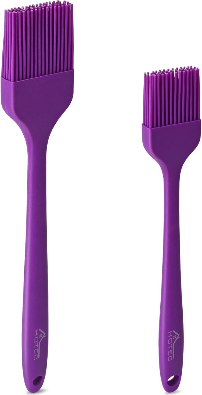 HOTEC Basting Brushes Silicone Heat Resistant Pastry Brushes Spread Oil Butter Sauce Marinades for BBQ Grill Barbecue Baking Kitchen Cooking BPA Free Dishwasher Safe (Grey 2)