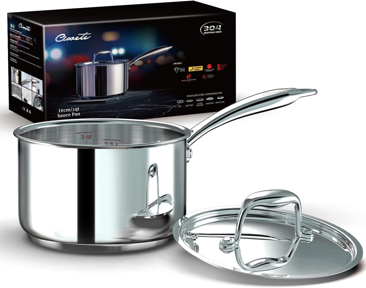 Ciwete Stock Pot 12 Quart, 18/10 Tri-Ply Stainless Steel Whole Clad Stock Pot with Lid, Seamless 12 QT Cooking Pot with Copper Handle, Healthy Stockpots, Induction, Gas, Oven and Dishwasher Safe