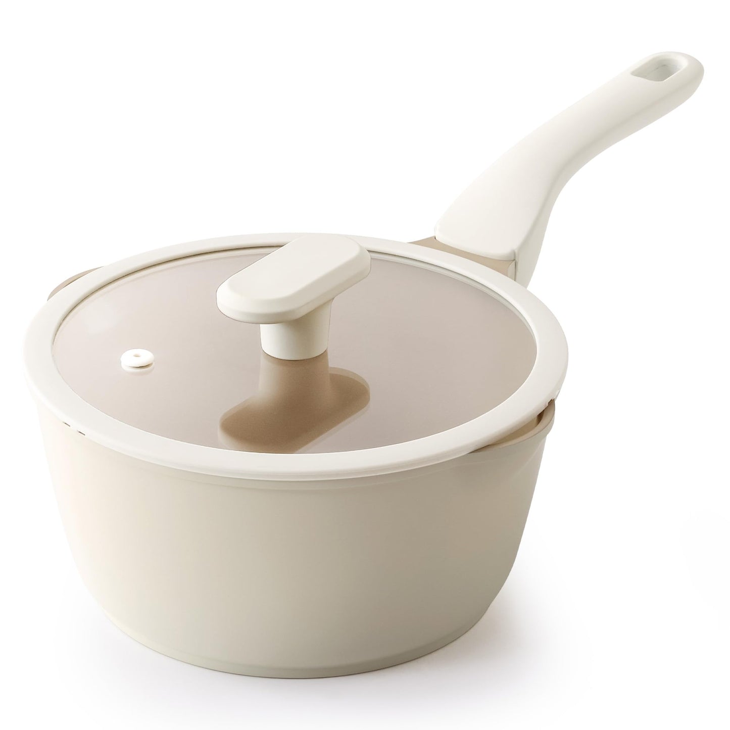 PRICUSIS Nonstick Saucepan with Lid, 2 Quart Sauce Pan, Healthy Sauce Pot with Pour Spouts for Multipurpose Use, PFOS & PFOA Free, Induction Compatible, Apricot