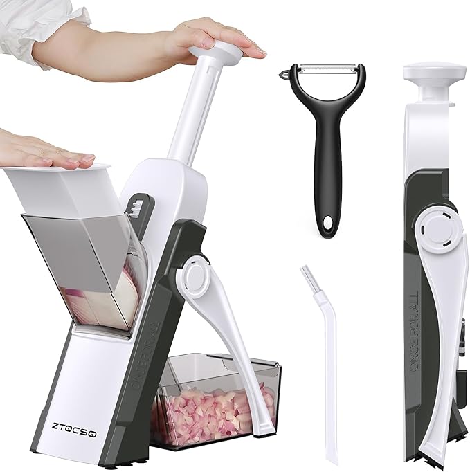 5 in 1 Safe Vegetable Mandoline Slicer for Kitchen, Adjustable Thickness