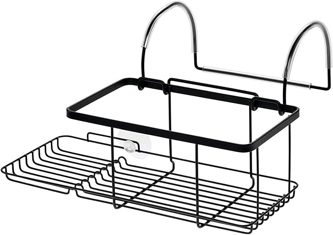iDesign Metal Over the Bath Caddy Basket, The Everett Collection – 12.08” x 10.2” x 6.64”, Matte Black