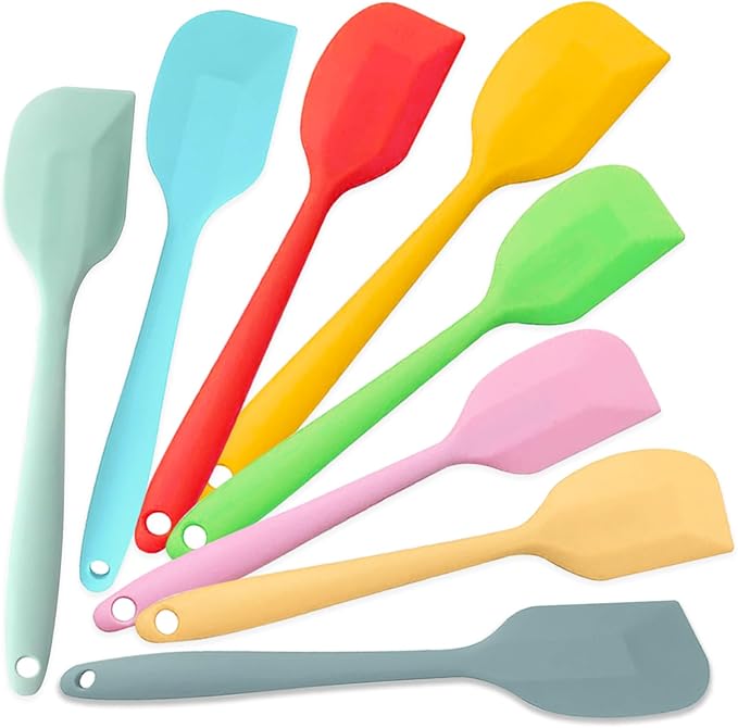 KAKAMINA Red Silicone Spatulas, 8 Pack 8.3 Inch, Sturdy Steel Core