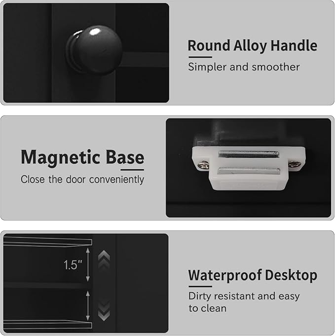 TaoHFE Black Bathroom Over The Toilet Storage Cabinet,Wall Medicine Cabinet Organizer with 2 Door Adjustable Shelves,Wooden Modern Bathroom Shelves Wall Mounted Laundry Room