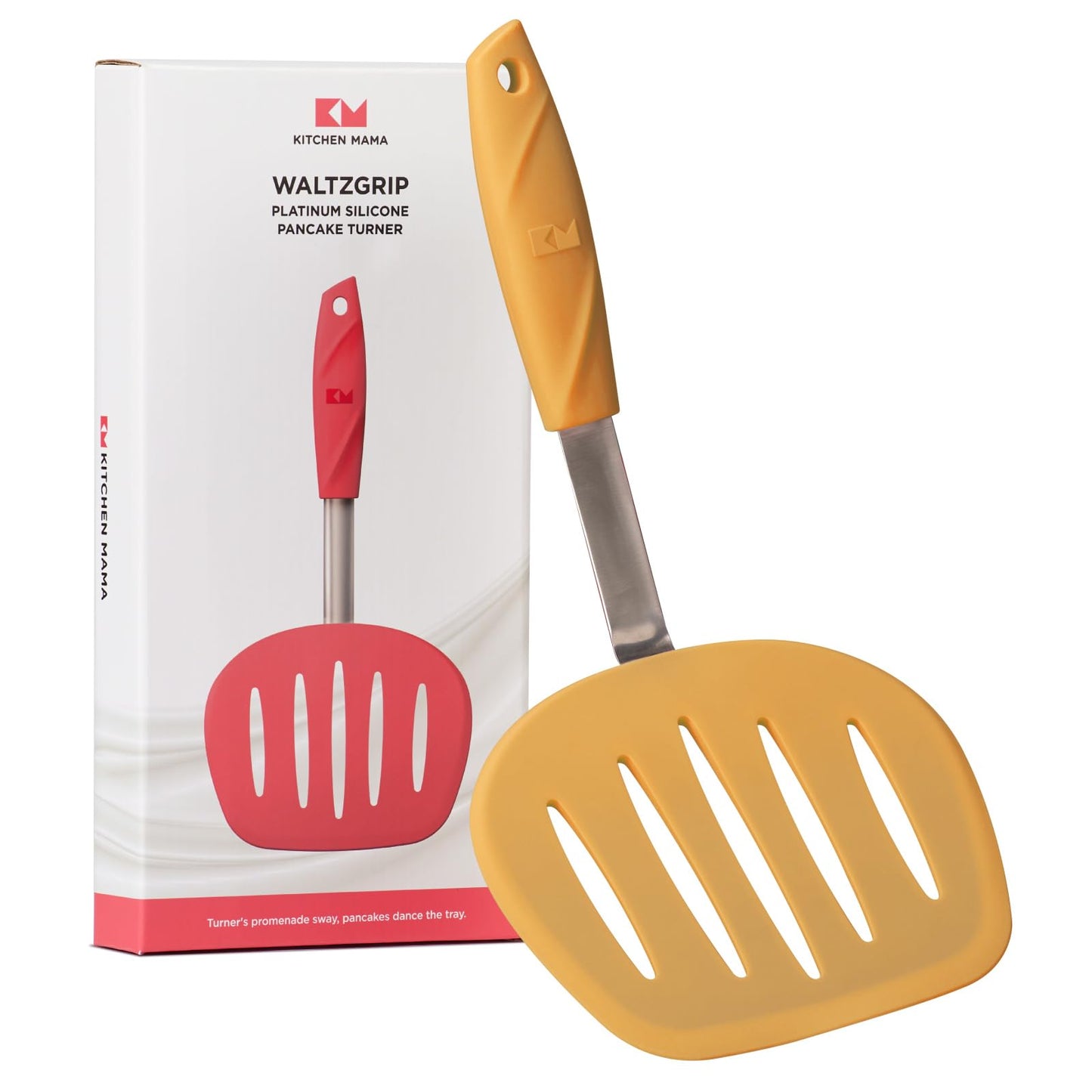 Kitchen Mama WaltzGrip Platinum Silicone Pancake Spatula Turner, Yellow