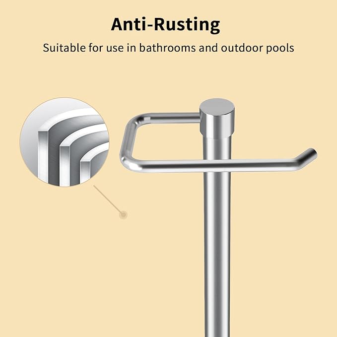 YUMORE Hand Towel Holder Stand Countertop Towel Rack Free Standing Towel Bar Hanger for Bathroom Kitchen (Brushed Nickel)