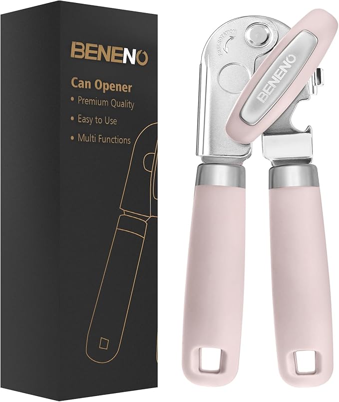 Beneno Heavy Duty Hand Can Opener Manual with Magnet Lid Remover, Green