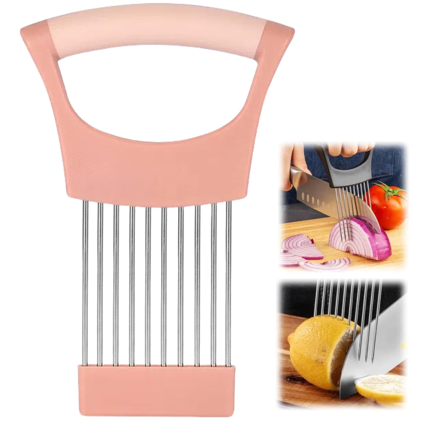 Ultra Onion Slice Holder - Stainless Steel Holder for Slicing Meat, Onion, Potato, Tomato - 3 Pack