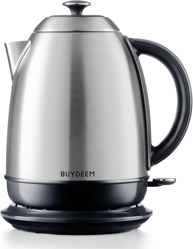 BUYDEEM K640 Electric Tea Kettle, Water Boiler, Retro Silver, 1.7 L