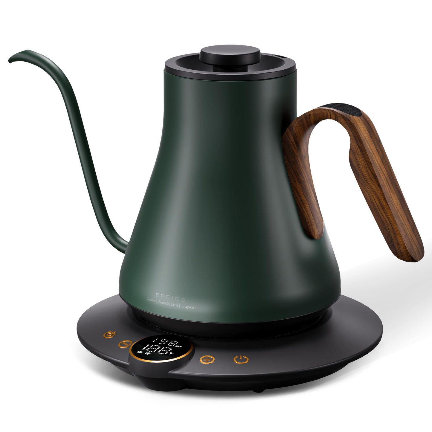 Cocinare Gooseneck Electric Kettle, ±1°F Precise Temperature Control, 1500W Fast Heating, Pour Over Coffee & Tea Kettle with Brew Timer & Keep Warm, Stainless Steel, 0.9L (Rainforest)