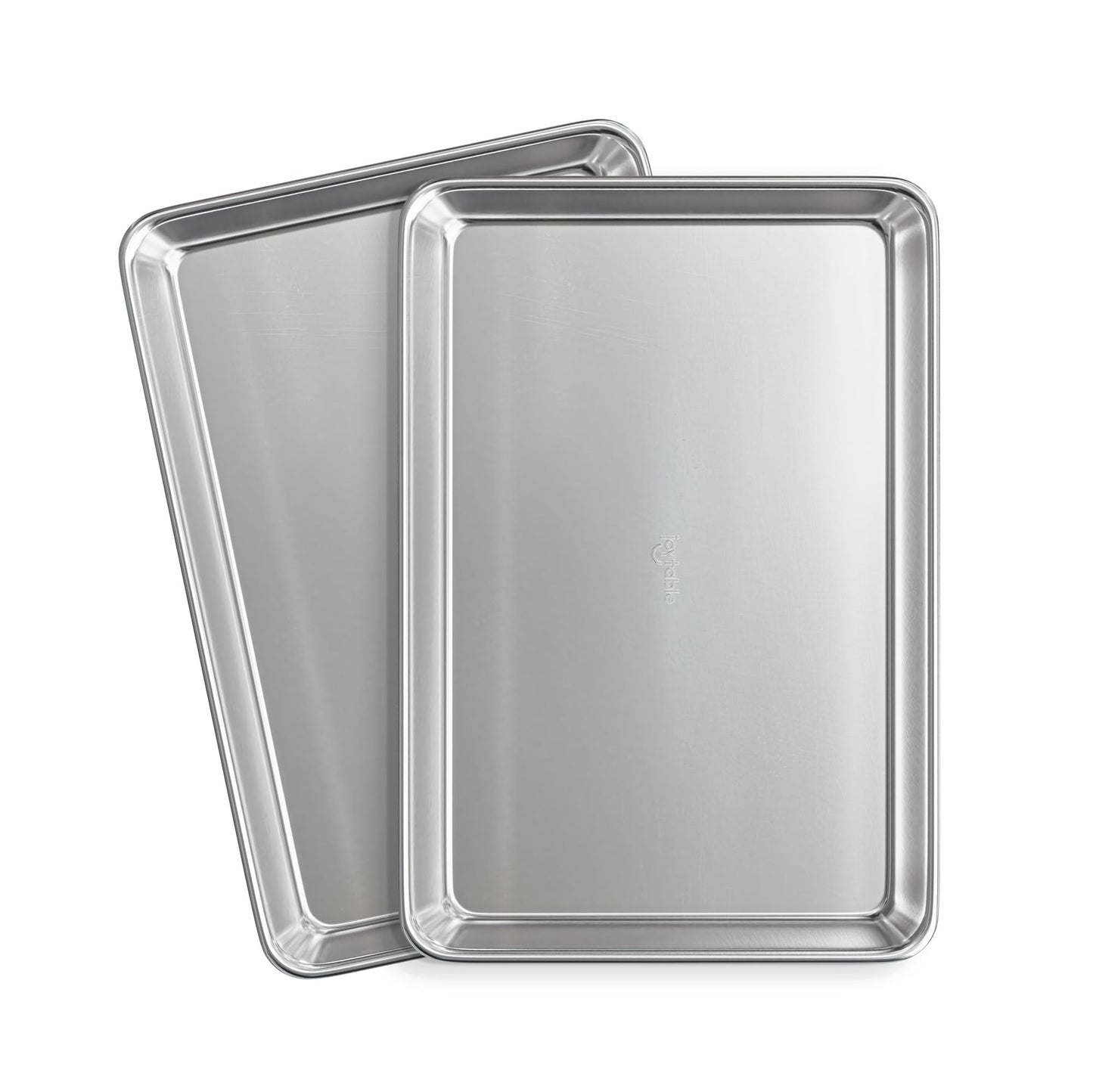 JoyTable Aluminum Baking Sheet Set, 2 Pack Half Sheet Pan, Commercial Quality Cookie Sheets for Baking or Roasting Non-Stick, 18 x 13 Inch Warp Resistant Aluminum Baking Pan