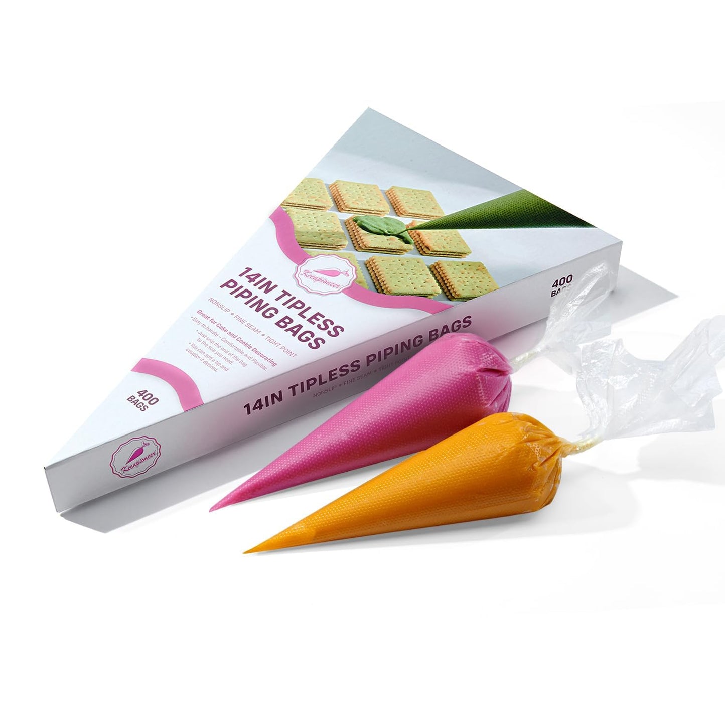 Keenpioneer Tipless Piping Bags 14" Pastry Bags Flat Pack of 100