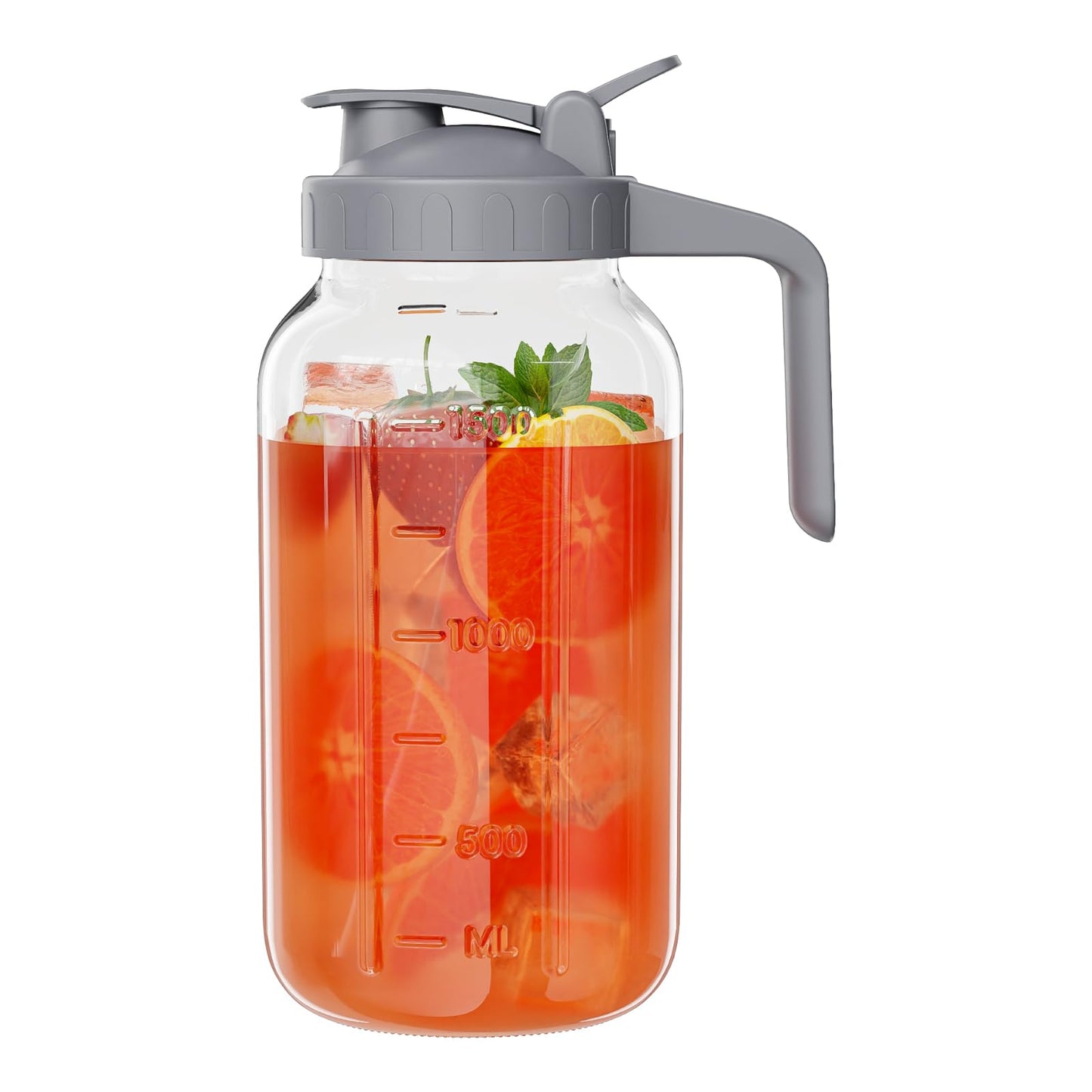 JunVpic Glass Pitcher with lid, 64 oz Wide Mouth Mason Jar
