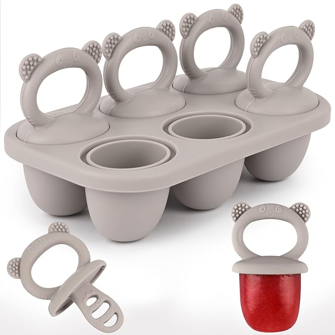 Sakolla Baby Popsicle Molds Mini 6-Cavity Silicone Ice Pop Mold with Sticks Breastmilk Popsicle Molds for Teething Relief Toddler Popsicle Mold for Ice Cream Frozen Yogurt and Fruit Juice (Red)