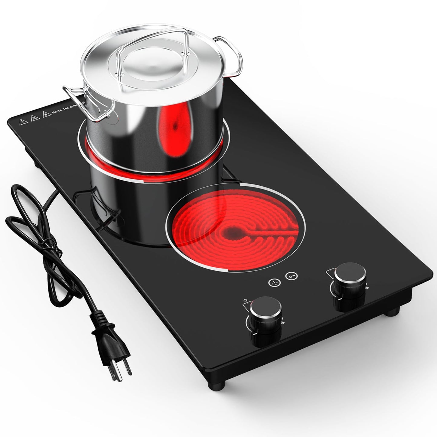 Electric Cooktop,Portable Electric Stove Single Burner 1800W Hot Plate Timer