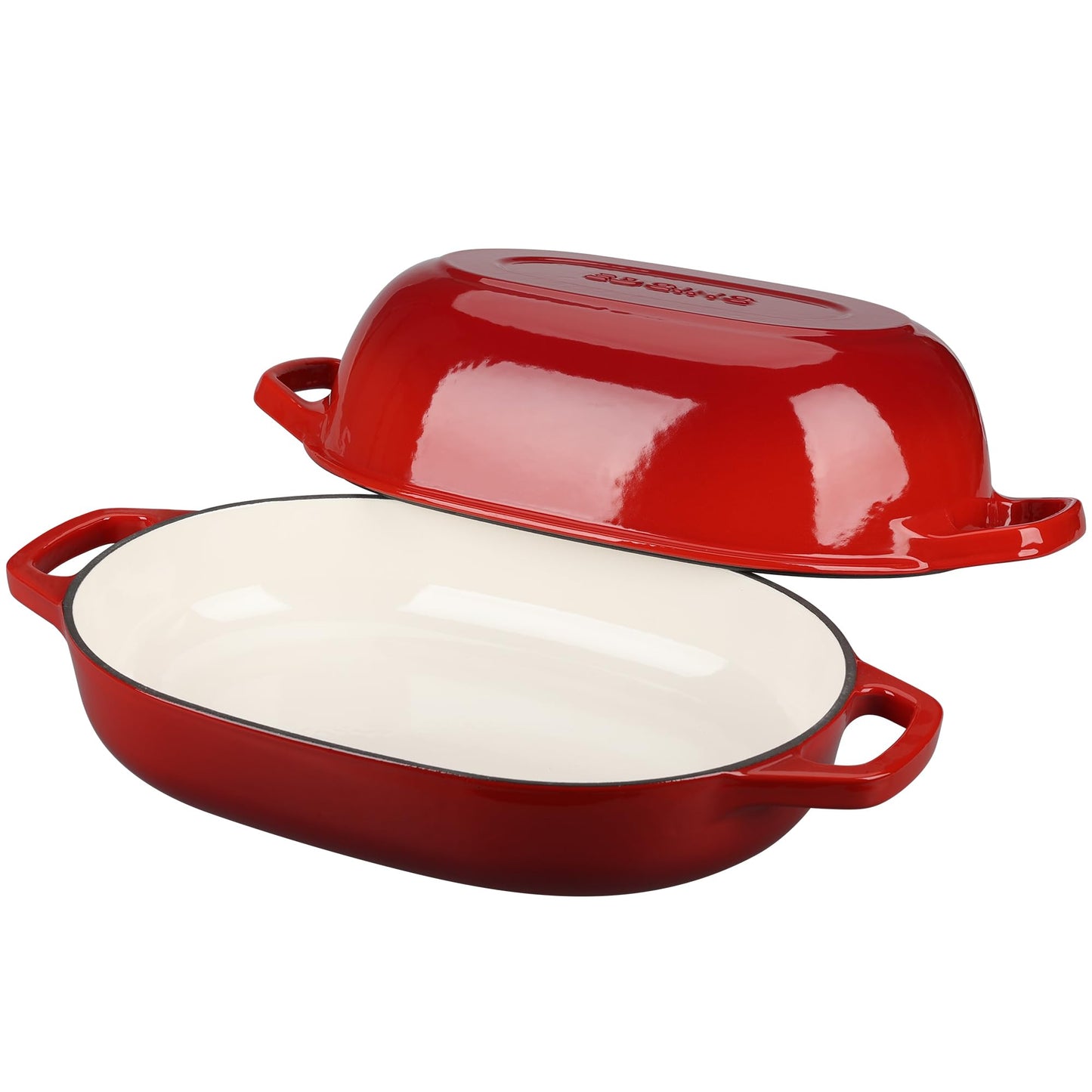 EDGING CASTING Enameled Cast Iron Oval Dutch Oven Pot with Lid, Dutch Oven for Sourdough Bread Baking, Bread Oven, Bread Dutch Oven, Oval Bread Pan, 5qt, Lake Blue
