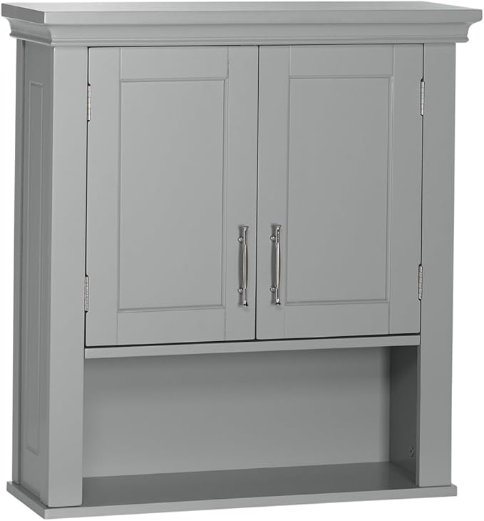 RiverRidge Somerset Two-Door Bathroom Storage, Gray Wall Cabinet, Grey, Set 1