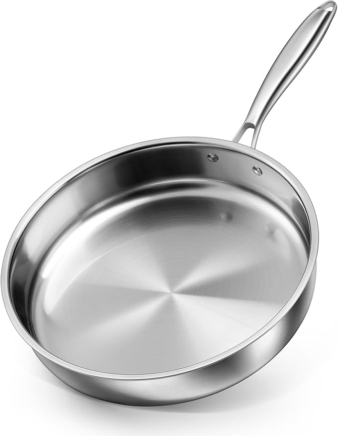P&P CHEF 12 Inch 3-Ply Stainless Steel Frying Pan Skillet, 1 Piece