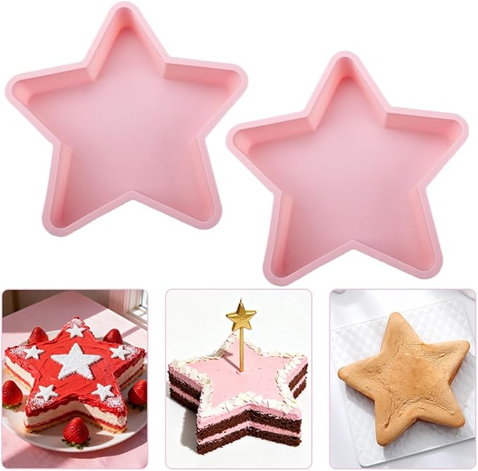 Velicber 2 Pcs Star Shaped Cake Pans 10 Inch Silicone Cake Molds, Nonstick