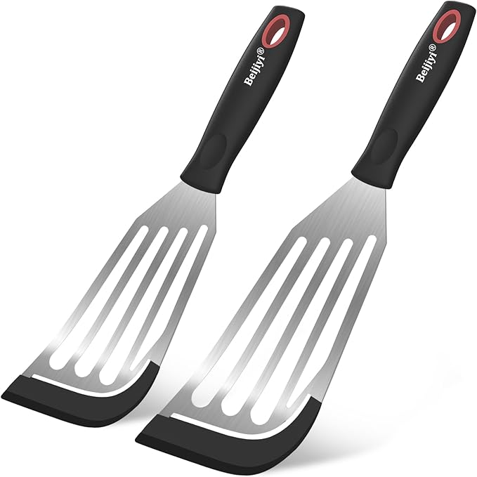 Beijiyi 2-Piece Silicone Fish Spatula for Nonstick Cookware, Heat Resistant