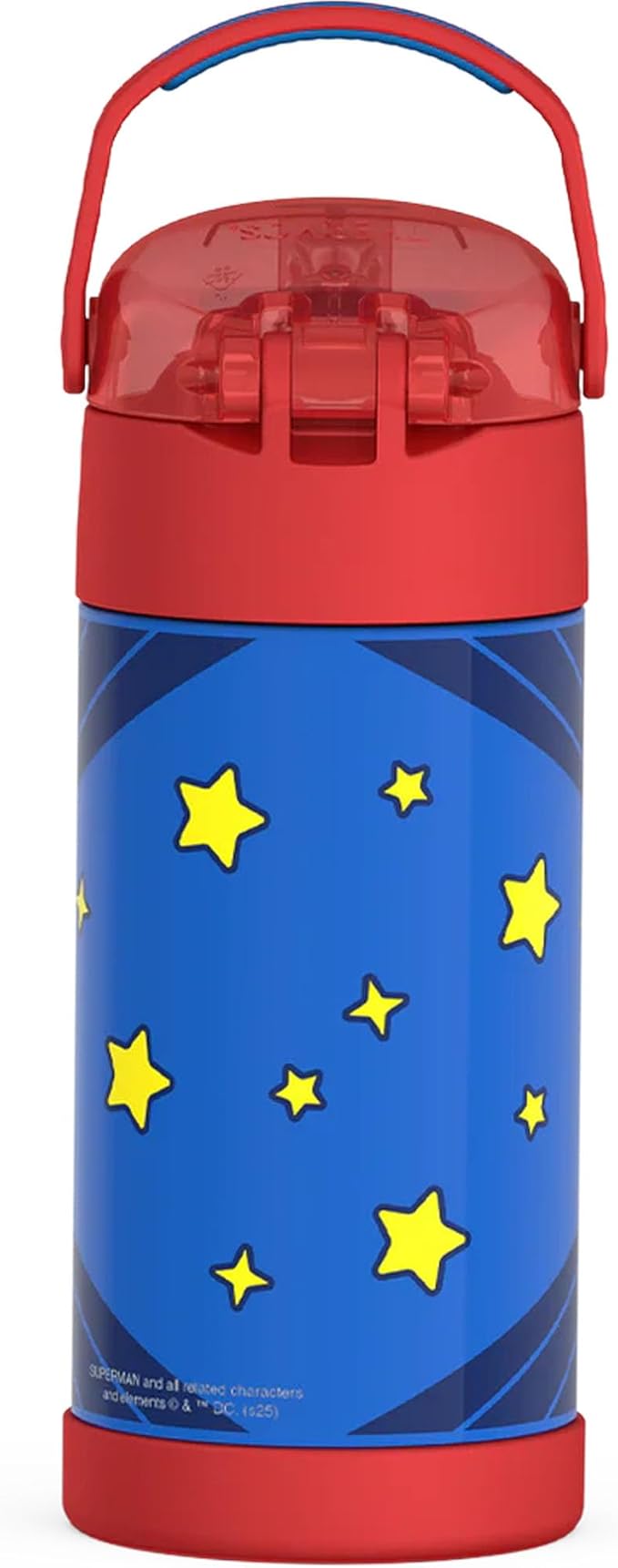 THERMOS FUNTAINER Water Bottle with Straw - 12 Ounce - Kids Stainless Steel Vacuum Insulated Water Bottle with Lid, Superman