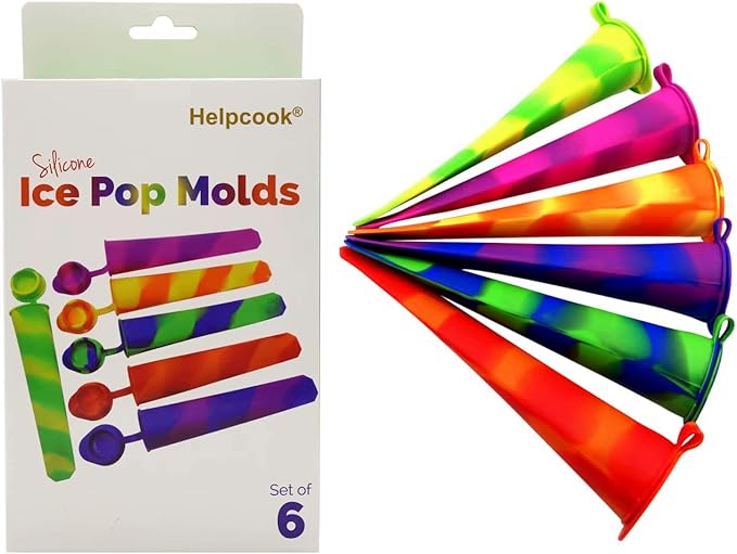 Homemade Popsicle Molds,6 Pack Drip Free Ice Pop Molds,Pure Color