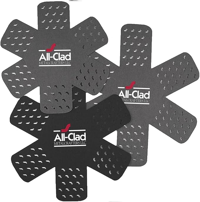 All-Clad Premium Cookware Protectors: Pot and Pan Protectors for Kitchen Organization - Perfect for Cast Iron, Steel, or Glass, 6-Piece, Black/Gray