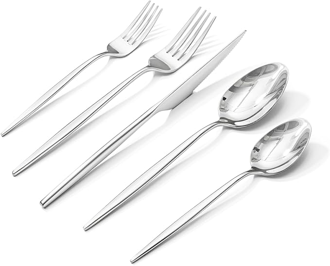 18/10 Silverware Set for 12, 60 Piece Gold Stainless Steel Flatware Cutlery