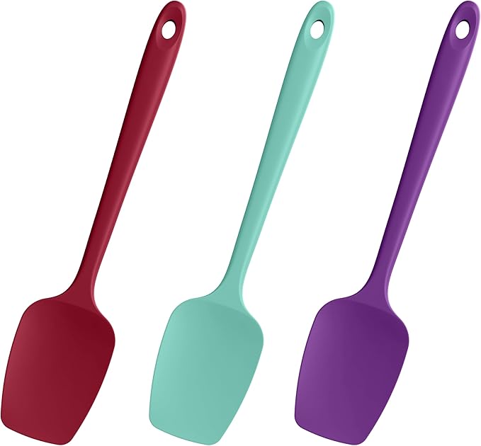 Doosu Heat Resistant Silicone Spoon Spatulas for Cooking (3 Pcs, Black)