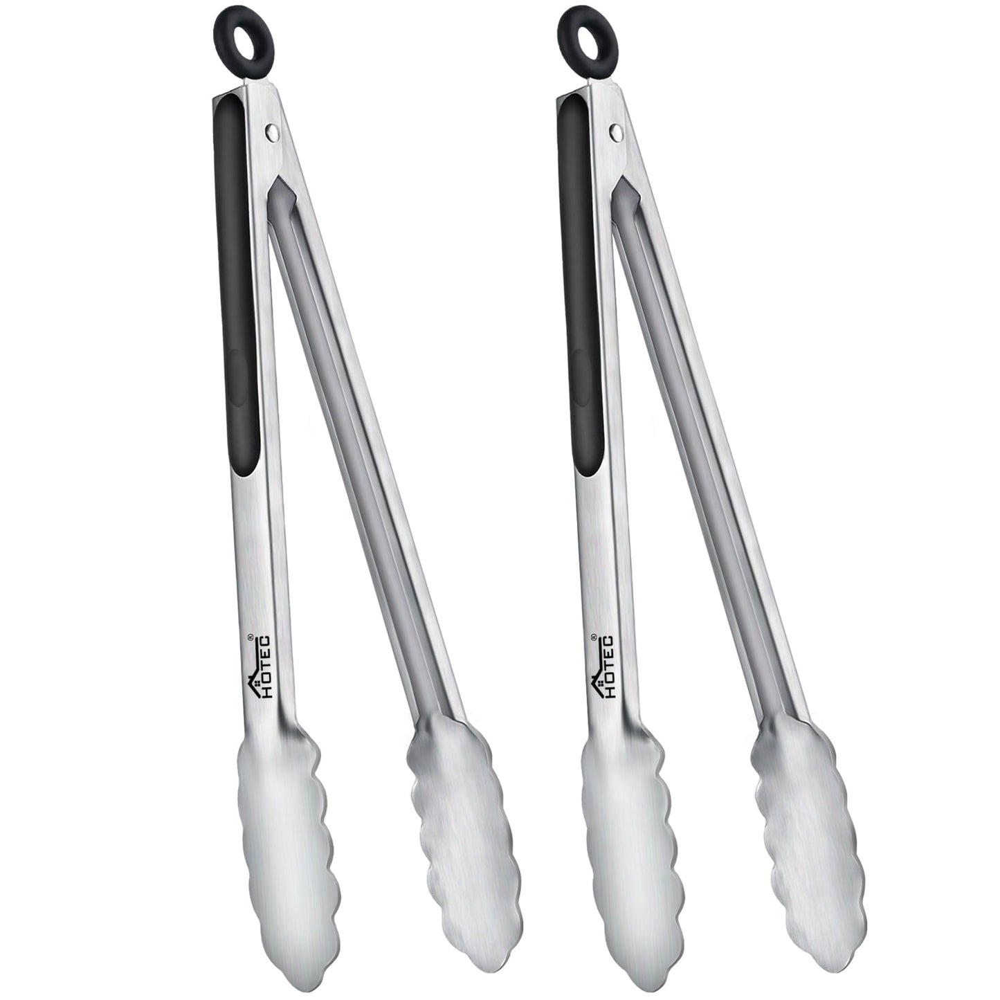 Hotec Mini Stainless Steel Kitchen Tongs for Cooking - 7-Inch Small Serving Tongs Metal Food Tongs Non-Slip Grip