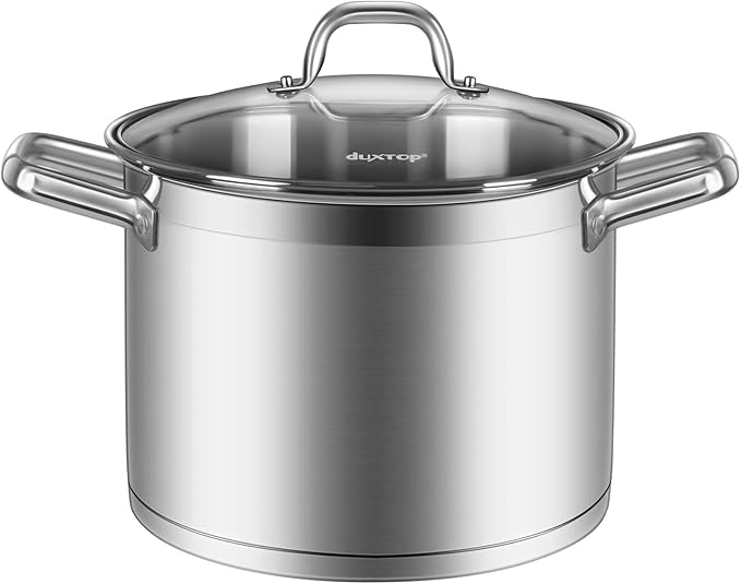 Duxtop Stainless Steel Stock Pot with Lid, 8.6 Qt Induction Cooking Pot