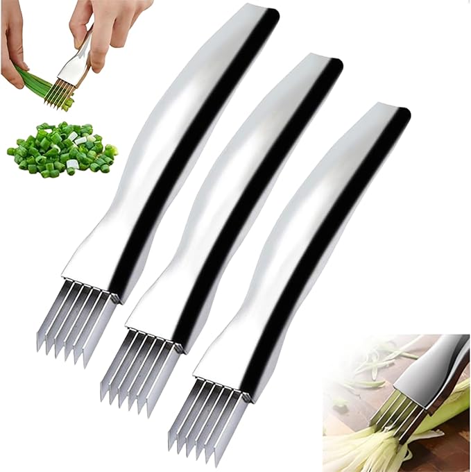 Morekfly Shred Silk The Knife, 2026 Upgrade Green Onion Cutter Stainless Steel Chopped Kitchen Slicing Tool Cutter for Vegetables Onion Garlic, Multifunctional Kitchen Food Vegetable Cutters (4Pack)