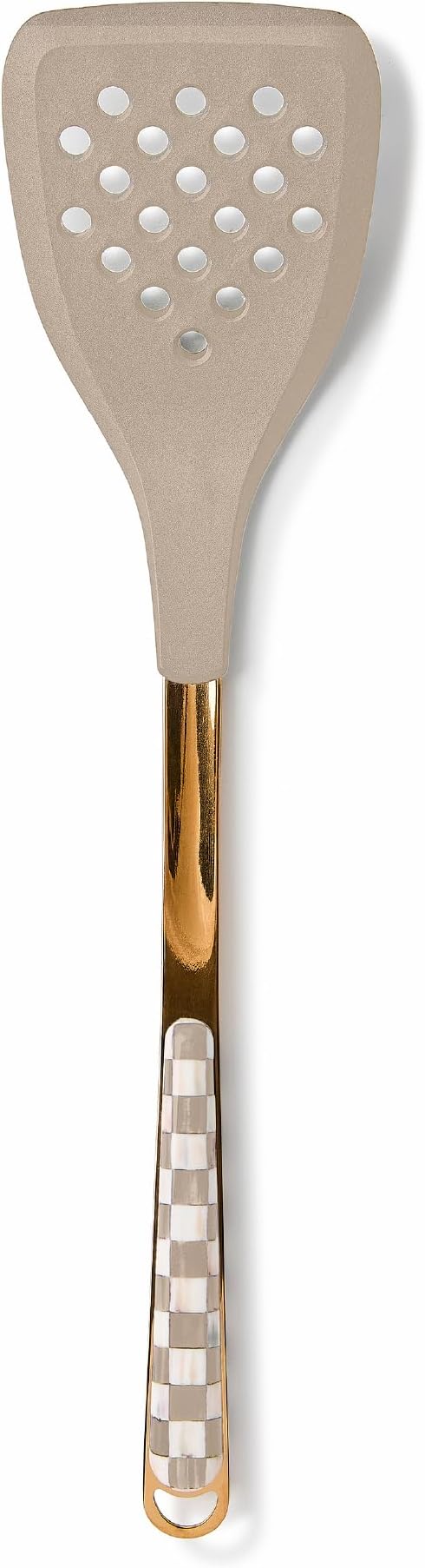 MACKENZIE-CHILDS Slotted Spatula, Brown-and-White Mocha Check