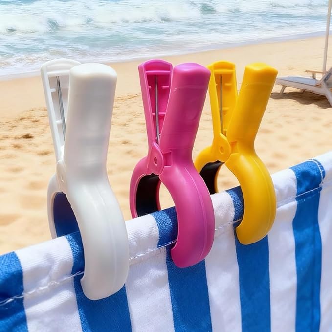 Beach Towel Clips for Beach Chairs,10 Pcs  Towel Holder for Beach Chair Pool Chair on  Cruise, Jumbo Size Heavy Duty Clothes Pins  Beach Chair Clips to Beach Accessories Must  Haves, 5 Colors (10)