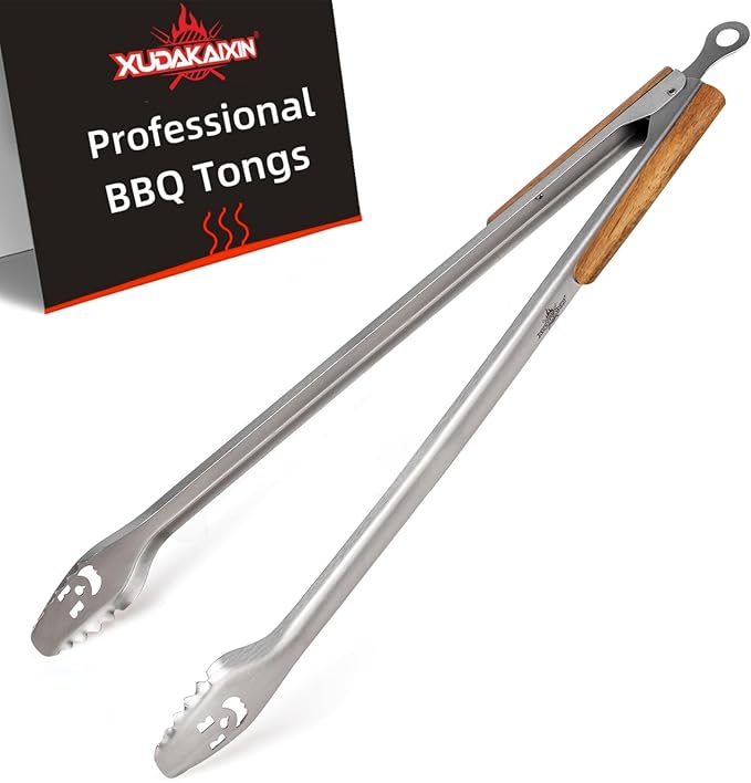 XUDAKAIXIN Fire Pit Tongs 32-inch Super Long for Loading Wood,BBQ with Extended Luxurious Acacia Handle for Fire Pits, Fire Rings,Campfires, and Fireplaces, Outdoor or Indoor