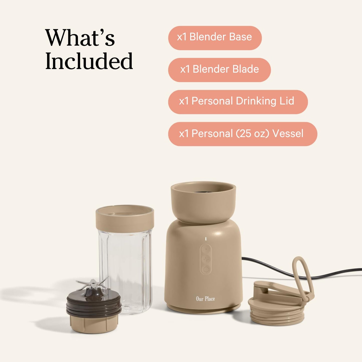 Our Place Splendor Blender, 1000W High-Power Blender with 25 oz Travel Cup