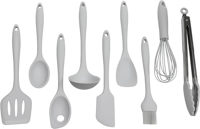 Chef Craft Premium Silicone Kitchen Tool and Utensil Set, 9 Piece, Red