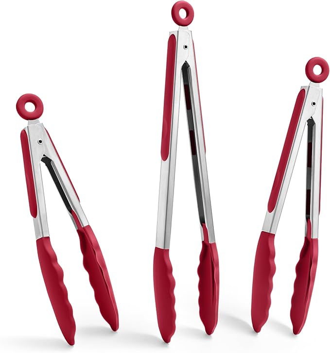 Doosu Kitchen Tongs with Silicone Tips for Cooking Serving (16in, Aqua Sky)