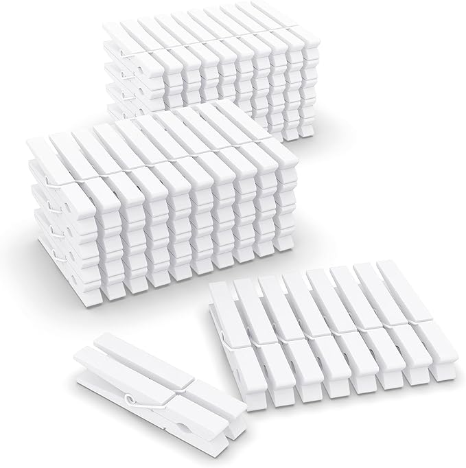 100 Pack Clothes Pins Wooden, White Clothespins Wood, Clothing Pins Clips for Craft Art Clothes Pictures, 2.9 Inch