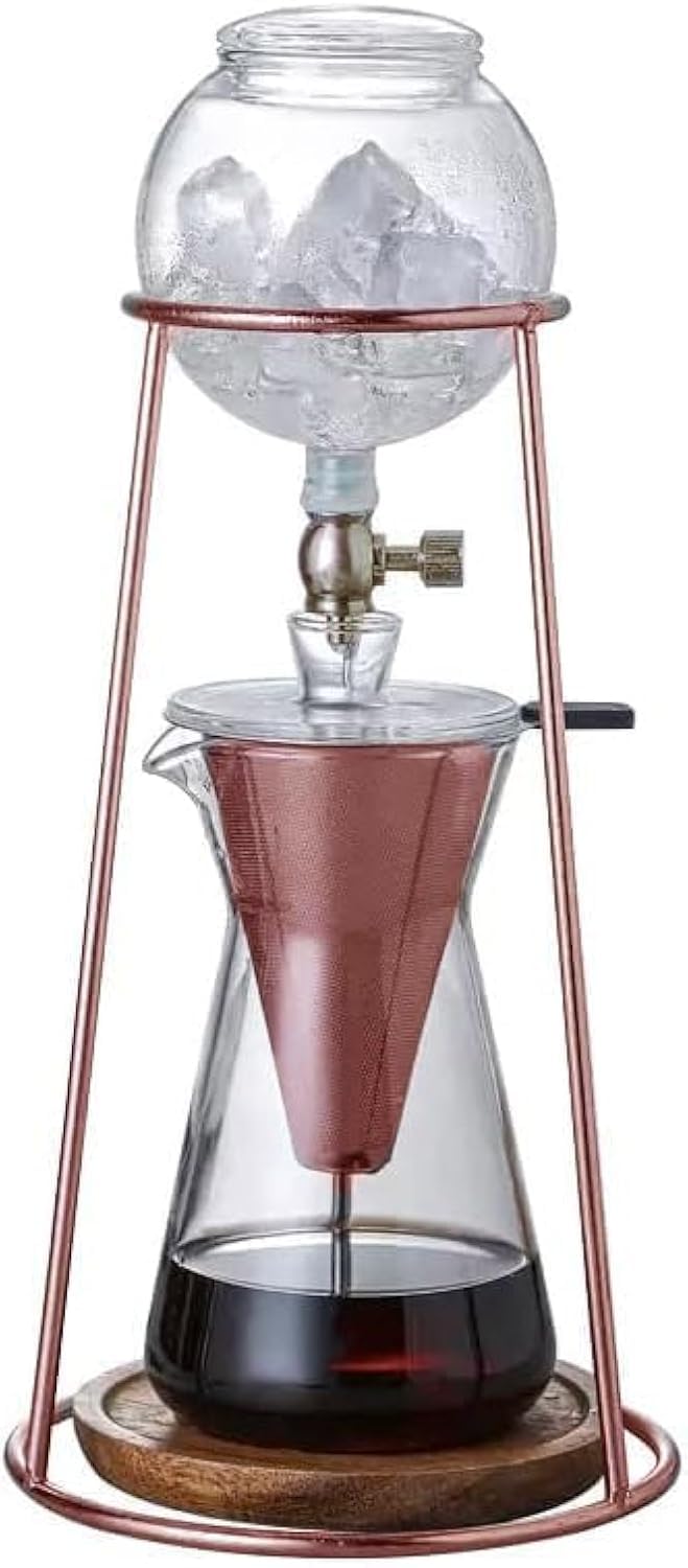 Nispira Luxury Ice Cold Brew Dripper Coffee Maker in Stainless Steel and Borosilicate Glass, 1000 ml Silver