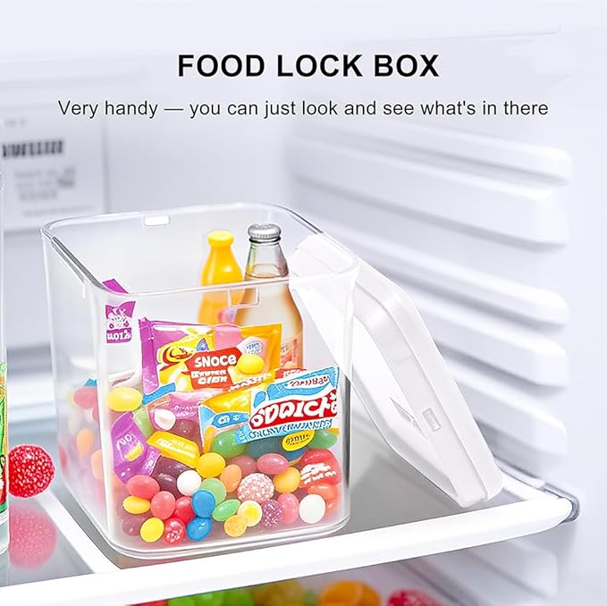 Clear Medicine Lock Box with code, Small Food Snack Phone medication Lock Boxes for Personal Items Combination Electronics Organizer,Phone Jail,Gaming Device Lockable Boxes