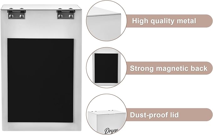 Magnetic Dryer Sheet Holder for Laundry Room Organizition ,Metal Dryer Sheet Container with lid,Dryer Sheet Dispenser,Wall Dryer Sheet Box,Fabric Sheet Holder,Laundry Detergent Sheets Dispenser